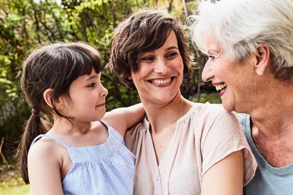 A photo of three generations of women