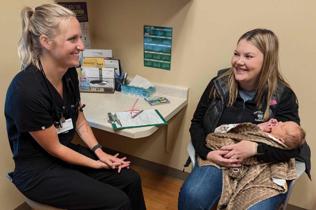 Newborn getting a health screening